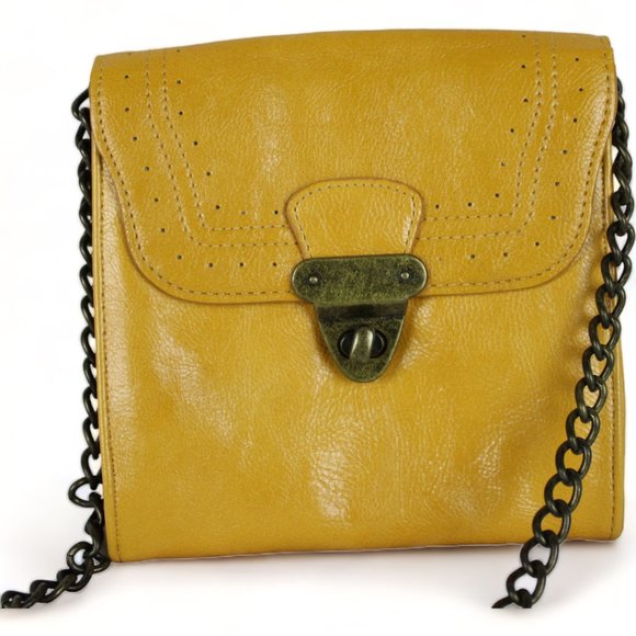 Steve Madden Small Messenger Bag Link Chain Shoulder Strap Faux Leather PU72 - Picture 2 of 9